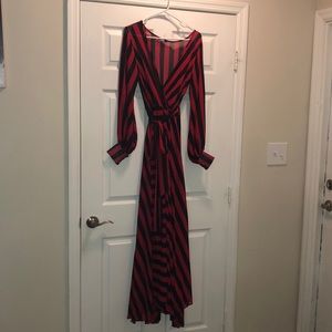 Red and black stripe dress